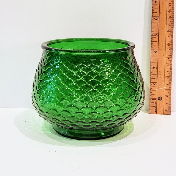 Set Of 2 green glass bowl vases. By E.O. Brody Cleveland Ohio - Picture 7 of 8
